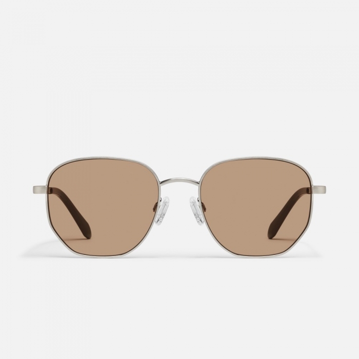 Quay Big Time - Brushed Silver / Tan