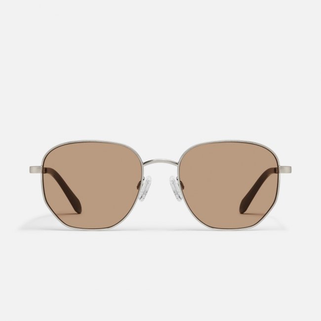 Quay Big Time - Brushed Silver / Tan