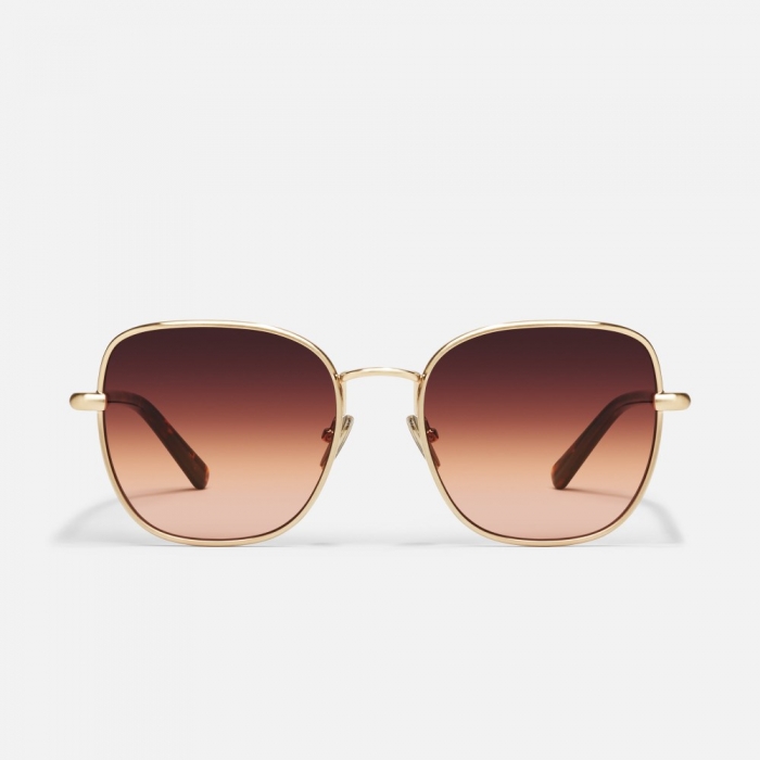 Quay Uptown - Brushed Gold / Maple Honey