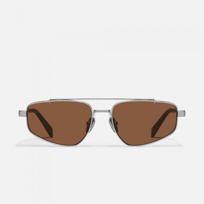 Quay Pit Stop - Brushed Silver / Brown