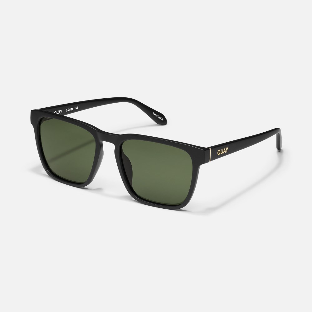Quay Unplugged - Matte Black / Green Polarized