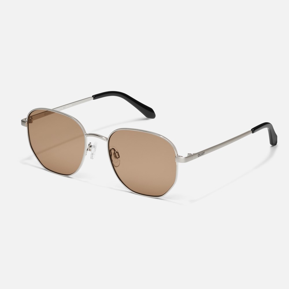 Quay Big Time - Brushed Silver / Tan