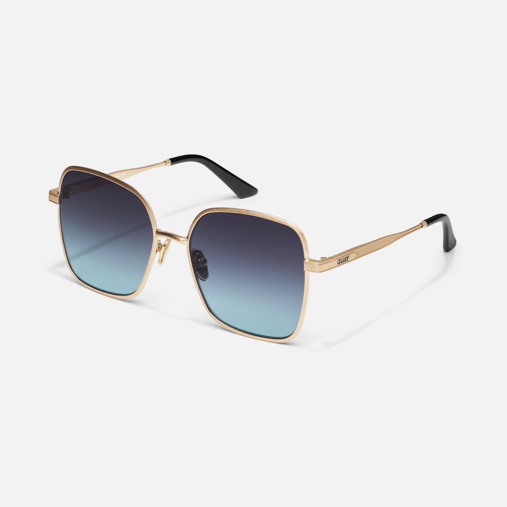 Quay 5th Ave - Brushed Gold / Black Aqua