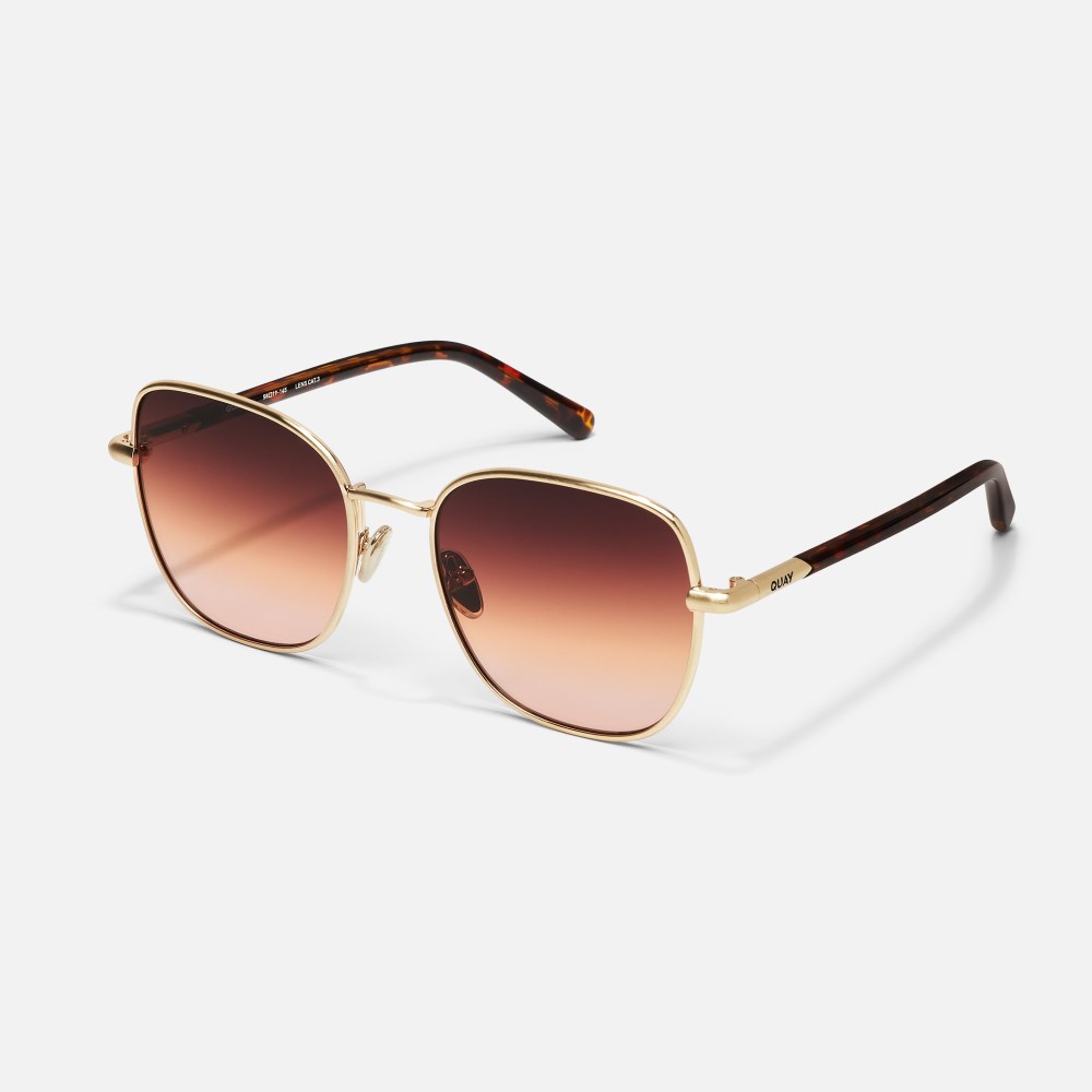 Quay Uptown - Brushed Gold / Maple Honey