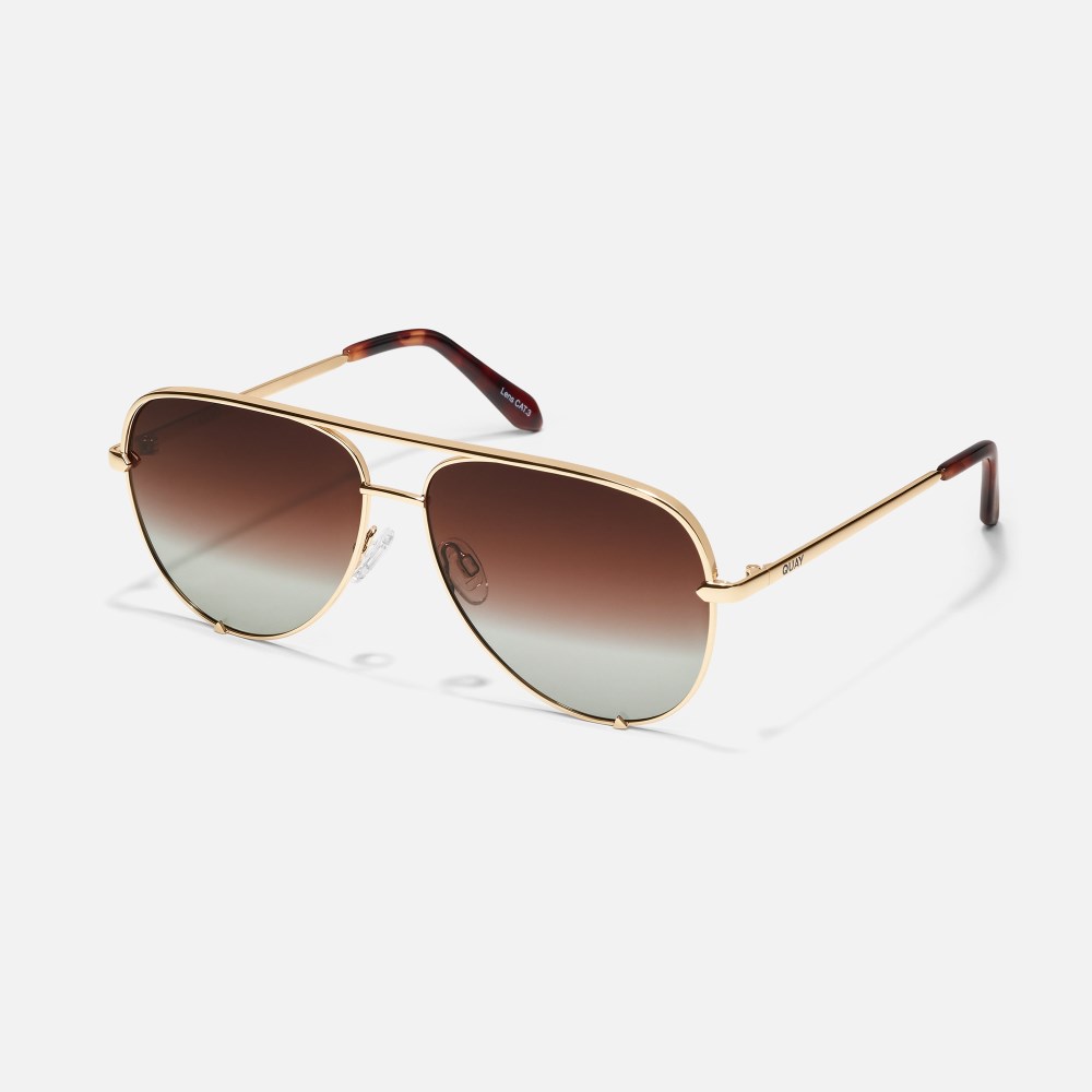 Quay High Key - Gold / Brown Fade Polarized